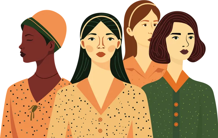 Mujeres jóvenes de moda  Ilustración