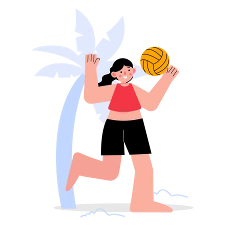 Mujeres jugando voleibol de playa  Ilustración