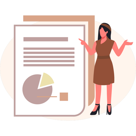 Mujeres presentando datos de gráficos de barras  Ilustración