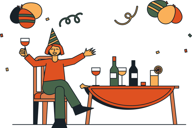 Mujeres teniendo una fiesta  Ilustración