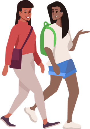 Mulatto schoolgirls talking  Illustration