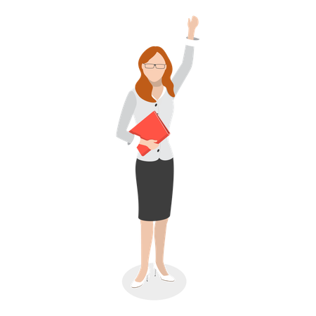 Mulher acenando com a mão para pessoa  Illustration