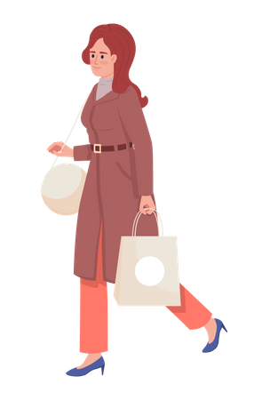 Mulher adulta confiante vestindo casaco elegante  Ilustração