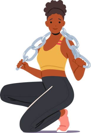 Mulher africana sentada com corrente nos ombros  Ilustração