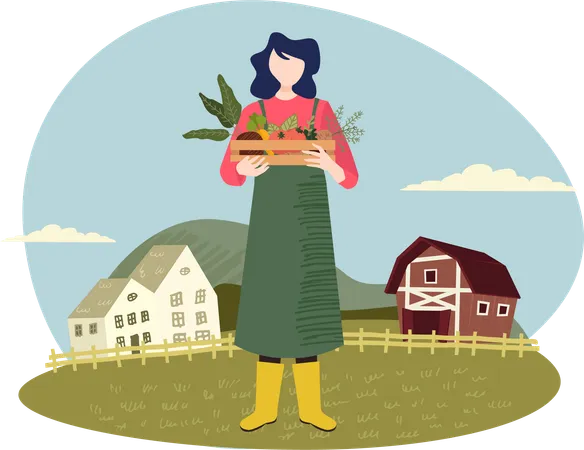 Agricultora orgânica feminina  Ilustração