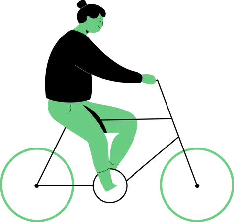 Mulher andando de bicicleta  Ilustração