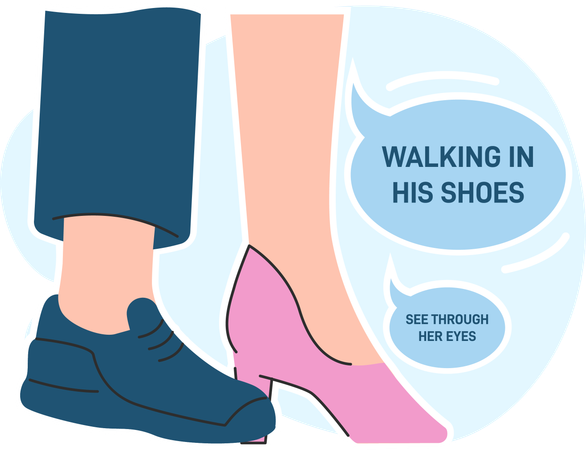Mulher andando em seus sapatos  Ilustração