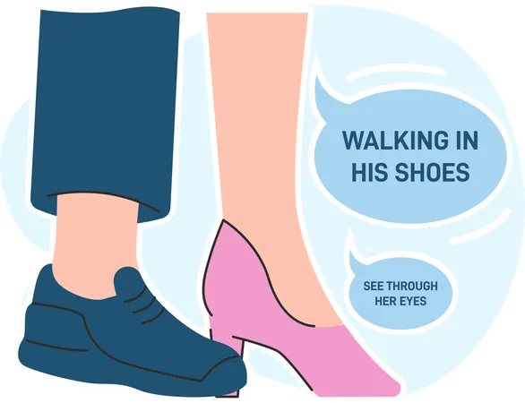 Mulher andando em seus sapatos  Ilustração