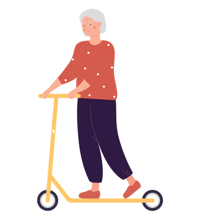 Mulher andando de scooter  Illustration