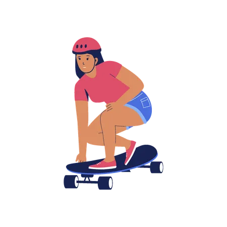 Mulher andando de skate  Ilustração