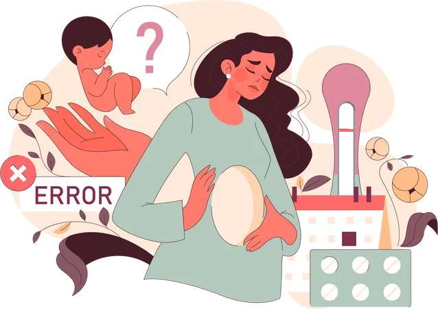 Mulher angustiada enfrenta o desafio da infertilidade  Ilustração