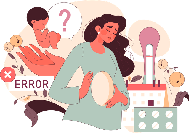 Mulher angustiada enfrenta o desafio da infertilidade  Ilustração