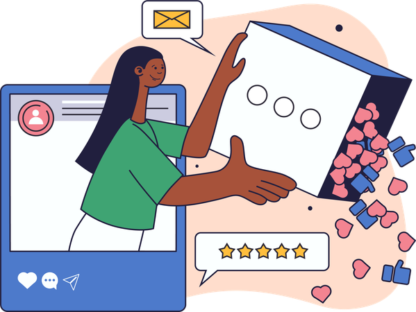 Mulher apaga todas as mensagens das redes sociais  Ilustração