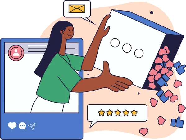 Mulher apaga todas as mensagens das redes sociais  Ilustração