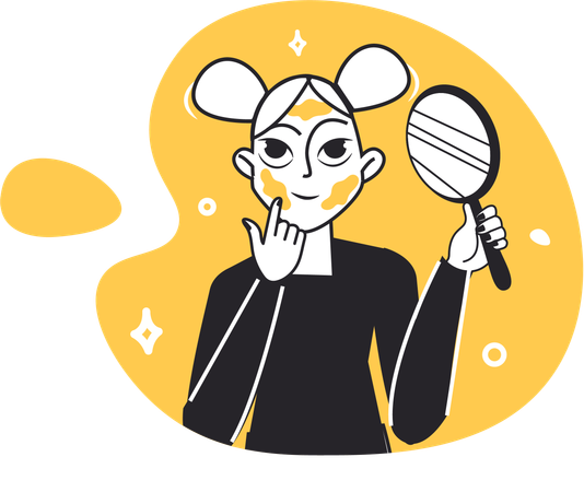 Mulher aplica creme no rosto  Illustration