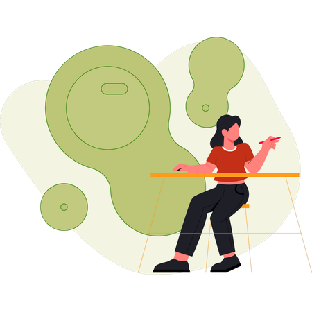 Mulher apontando bactérias microbiológicas  Illustration