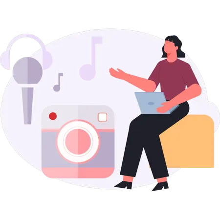 Mulher apontando musica  Ilustração