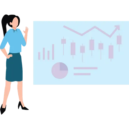 Mulher apresentando gráfico financeiro  Ilustração