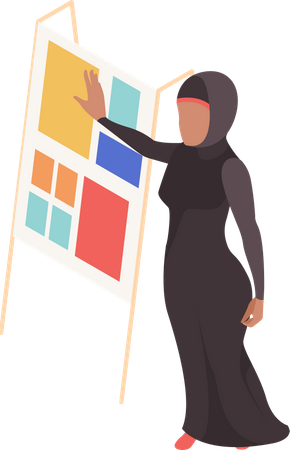 Mulher árabe dando apresentação  Ilustração