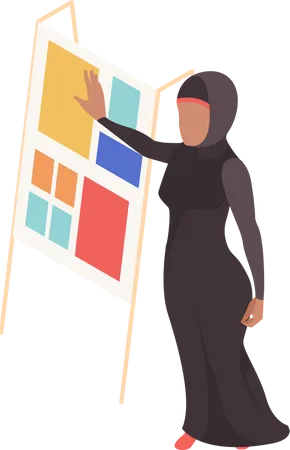 Mulher árabe dando apresentação  Ilustração