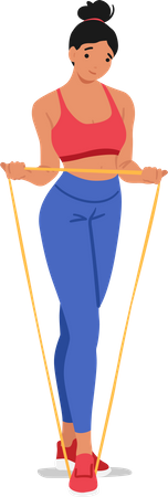 Mulher ativa usando faixa de resistência para treinamento de força  Ilustração