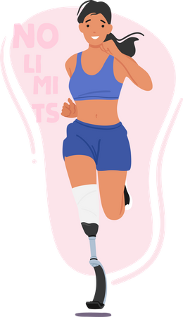 Mulher atlética com prótese de perna  Ilustração