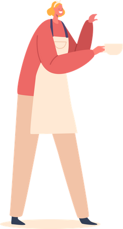 Mulher Barista Preparando Café  Ilustração