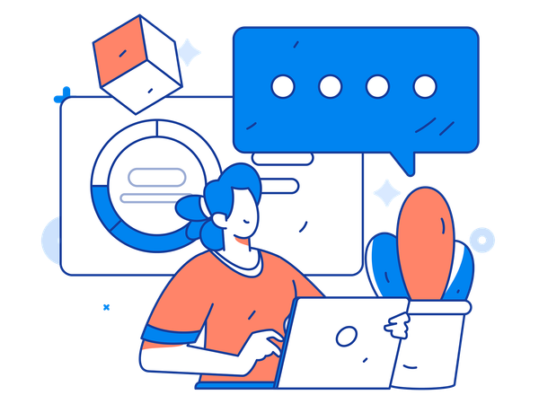 Mulher conversa on-line  Ilustração