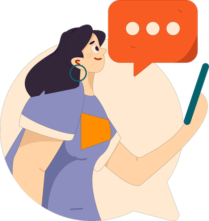 Mulher conversa por e-mail  Ilustração