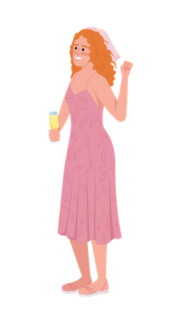 Mulher bebendo vinho  Ilustração