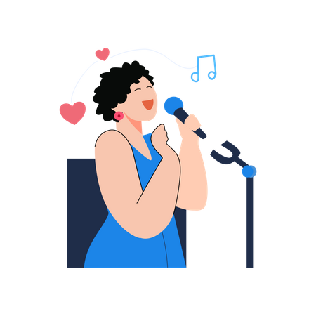 Mulher cantando canção  Ilustração
