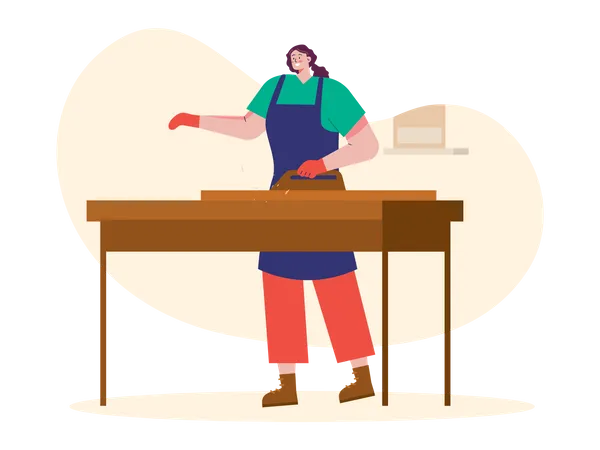 Carpinteiro feminino no trabalho  Ilustração