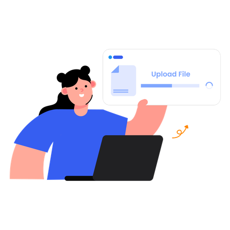Documento de upload de mulher  Ilustração