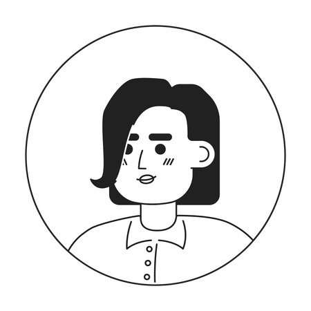 Mulher caucasiana séria com corte de cabelo bob moderno  Ilustração