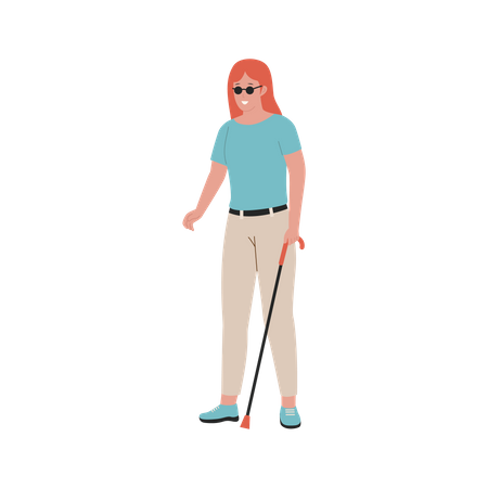 Mulher cega com strick  Ilustração