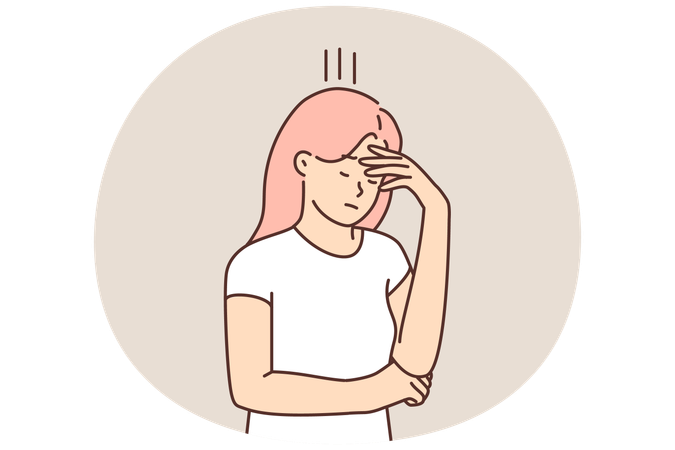 Mulher chateada cobrindo o rosto com a mão precisando de apoio psicológico devido ao estresse  Illustration