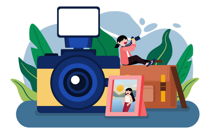 Mulher clicando na foto  Illustration