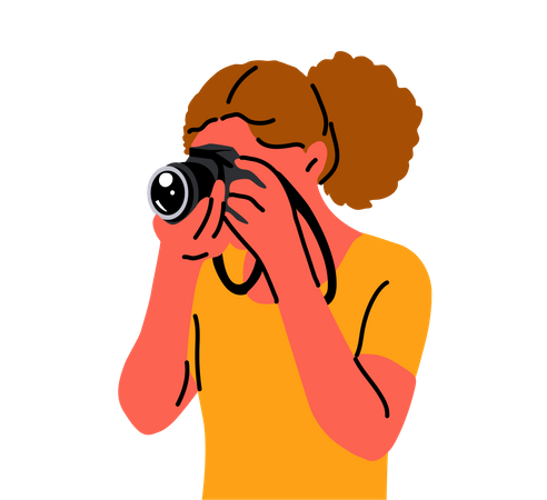 Mulher clicando na fotografia usando a câmera  Illustration