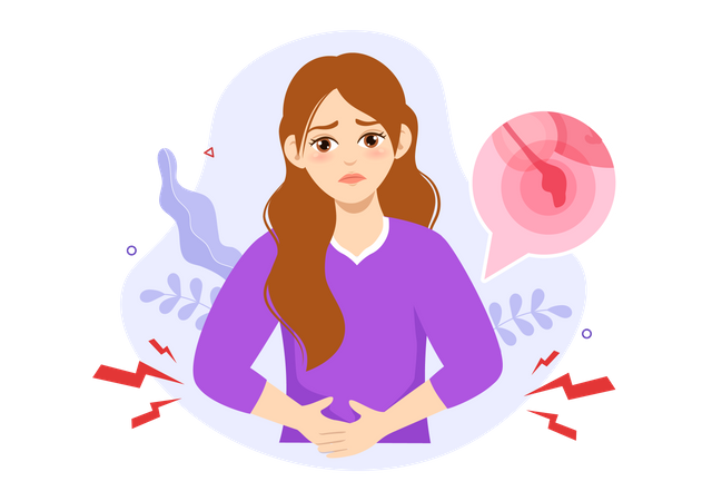 Mulher com apendicite  Ilustração