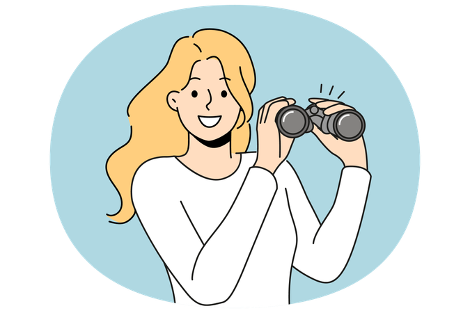 Mulher com binóculos  Ilustração
