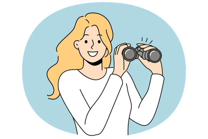 Mulher com binóculos  Ilustração
