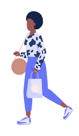 Mulher com compras  Ilustração