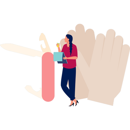 Mulher com cortador de unhas  Ilustração