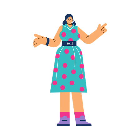 Mulher com microfone apresentando algo  Ilustração