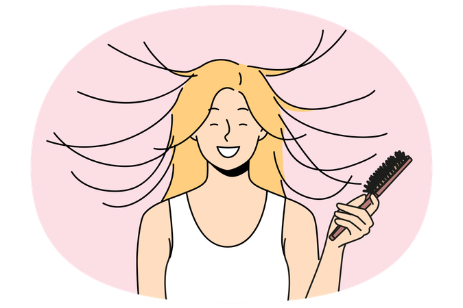 Mulher com pentes de cabelo  Ilustração