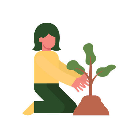 Mulher com planta  Ilustração