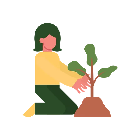 Mulher com planta  Ilustração