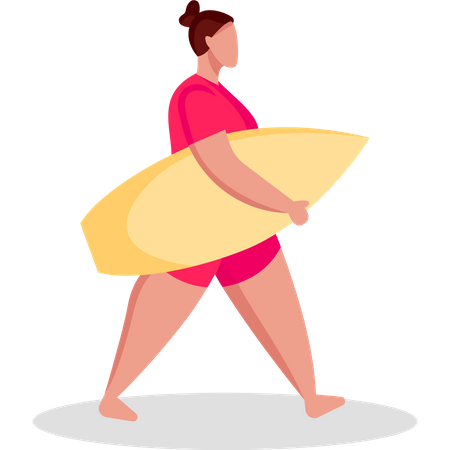 Mulher com prancha de surf  Ilustração