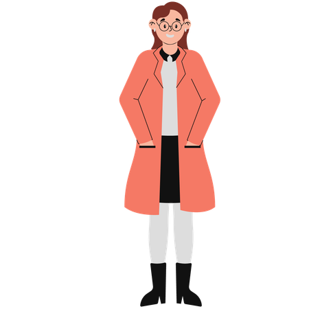 Mulher Com Roupa Para Clima Frio  Ilustração