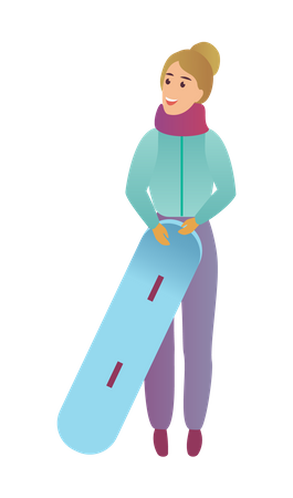 Mulher com snowboard  Ilustração